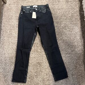 Women’s leather/black denim